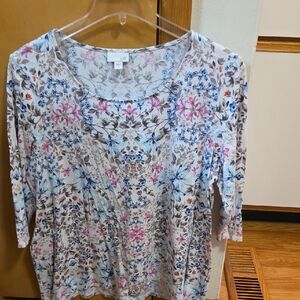 J. Jill XL 3/4 Sleeve Multicolor Floral Blouse